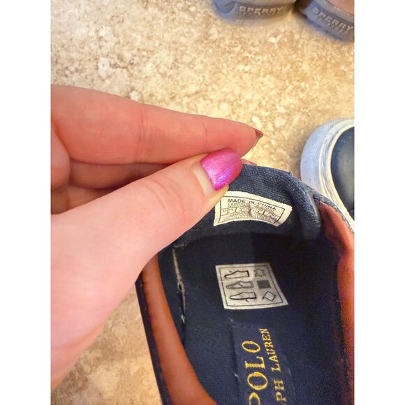 Ralph Lauren Navy Sneakers & Sperry Tan Leather Boat Shoes Size 5 - Picture 5 of 6